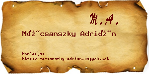 Mácsanszky Adrián névjegykártya